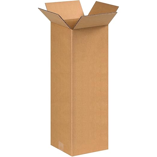 Box USA Moving Boxes Tall 8" x 8" x 20"Pack of 10, Durable Kraft Corrugated Boxes for Shipping, Packaging, Moving & Storage Boxes