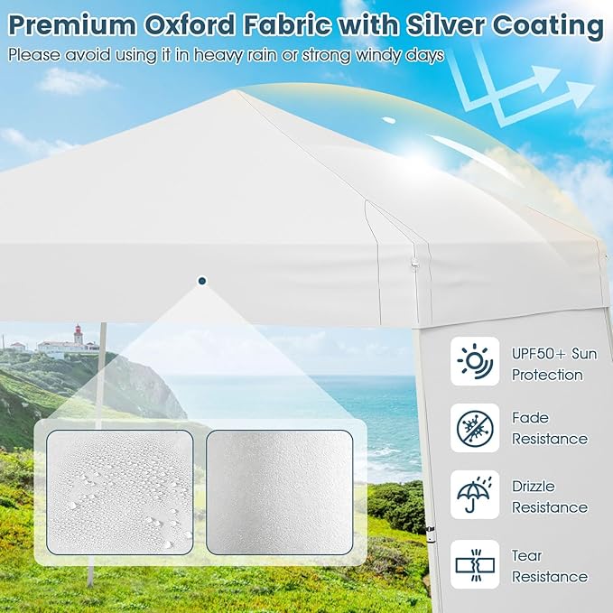 Tangkula 10x9.2 Ft Pop up Canopy with Sidewalls, UPF50+ Outdoor Tent with 8 Stakes, 4 Wind Ropes, Carry Bag, Portable Canopy Tent with Awnings for Camping, Patio, Market