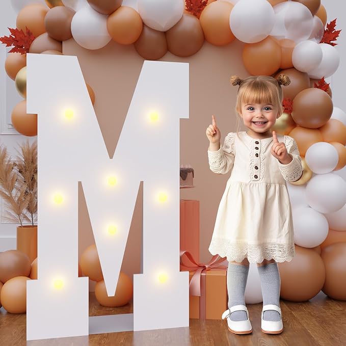 Bugame 3FT Marquee Letters, Large Light Up Letters for Birthday Wedding Backdrop Warm Light Marquee Letters 3 Feet Tall for Baby Shower Party Proposal Decoration Decor, Letter M