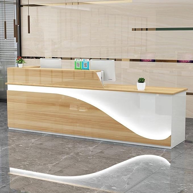 Reception Desk, Checkout Counter, Reception Counter Desk, eception Counter Desk with Adjustable Shelf & Lockable Drawers, for Clothing Store, Company Front Desk, Coffee Shop