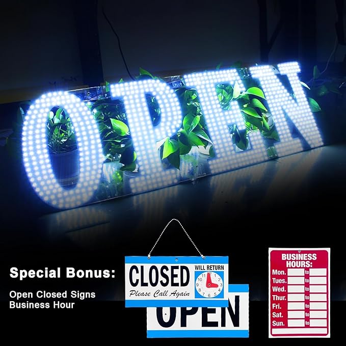 48"x16" Open Sign, Extra Bright Jumbo Led Open Signs for Business with High Visibility and Longlife Working Business Sign for Stores Bar Hotel Retail Shops Window Salon Office