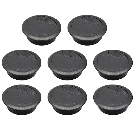 Desk Grommet 2" (50 mm), Desk Cord Hole Cover, Cable Grommet ABS Plastic, Desk Hole Grommet for Office and Home Table Cable, Detachable Adjustable Cable Cord Organizer (Black 8 Pcs)