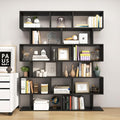 Tangkula 6 Tier S Shaped Bookshelf, 31.5''L x 9''W x 75''H, Wooden Bookcase and Bookshelves w/Anti-Toppling Device, Room Divider Display Shelves for Living Room, Home Decor, 6 Shelf Bookshelf