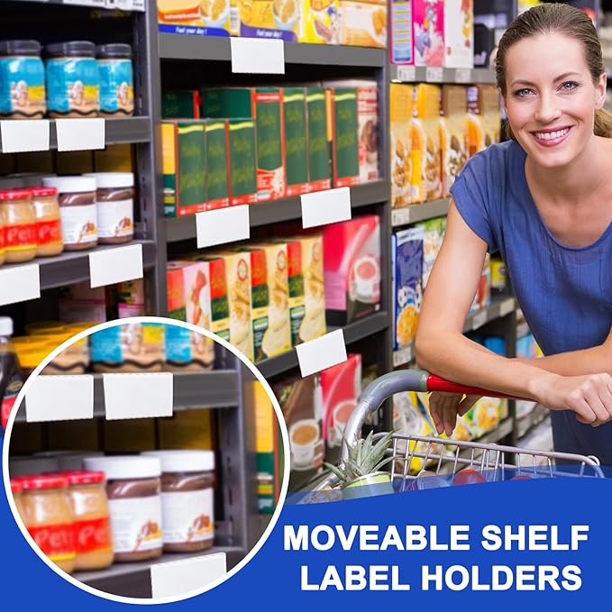 24 Pcs Acrylic Library Moveable Shelf Label Holders Bulk Talker 5" x 3" Clear Shelf Display Markers Retail Label Tags for Office Home Classroom Office Book Shelve