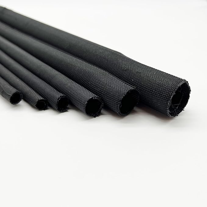 Braided Split Wire Loom Black Wire Cover Protective Harness Tubing Cable Management Self Wrap Cord Sleeve Mesh Woven 5/16"-24ft
