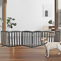 Freestanding Dog Gate Indoor,Doggie Gate Foldable Pet Gates for Doorways,Stairs or Hallways, Wooden Black Pet Gate for The House, Pet Fence with Support Feet Included,24 "Height-6 Panels