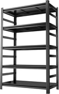 Garage Shelving Units, Heavy Duty 5-Tier Storage Shelves, Metal Adjustable Storage Rack, Steel Shelves, 2750 lbs Capacity, Industrial Shelving for Heavy Tools (Black, 24"Dx47"Wx88"H, 5-tier)