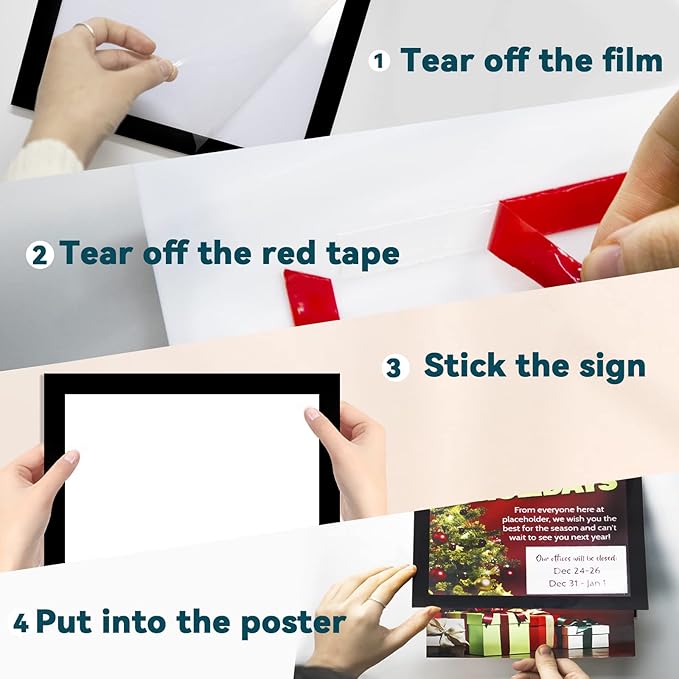 8.5" x 11" Acrylic Sign Holder Wall Mount, Acrylic Wall Sign Holder With Tape,Clear Plexiglass Self-adhesive Plastic Display Frame, Door/Window Sign Holder 12 pack No Drilling