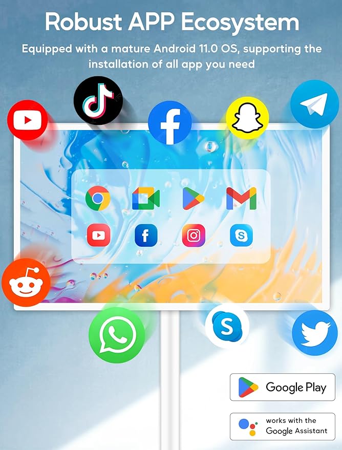 15.6" Digital Signage with 10000mAh Battery, Capacitive Touchscreen Advertising Display, Adjustable Stand, Android 11 Commercial LCD Monitor with Auto Play, Wireless Screen Mirroring, 8+128GB, White