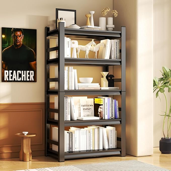 Garage Shelving Units, Heavy Duty 5-Tier Storage Shelves, Metal Adjustable Storage Rack, Steel Shelves, 2750 lbs Capacity, Industrial Shelving for Heavy Tools (Black, 16"Dx36"Wx70"H, 5-tier)