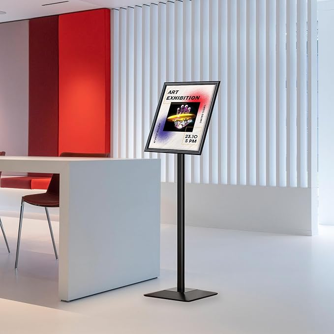 Sign Stand for Display, 11lbs Integrated Rod Heavy Duty Pedestal Floor Signage Stand Holder, for Outdoor or Indoor Advertising (8.5 x 11, Black, 3Pack)