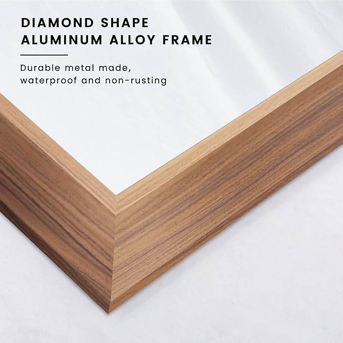 Amorho Bathroom Mirror, 22" X30" HD Reflection Metal Framed Mirror for Wall, Anti-Rust, Hang Horizontally/Vertically, Suitable for Bedroom, Farmhouse, Bathroom, entryway (Walnut Wood Grain)