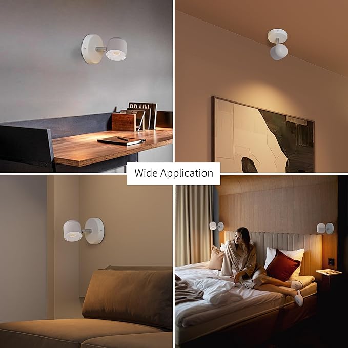 Aisilan 7W Modern Adjustable Wall Sconce Bedside Wall Light LED Wall Reading Lighting Warm White Ceiling Spot Accent Light for Bedroom Corridor Gallery and Living Room 3000K