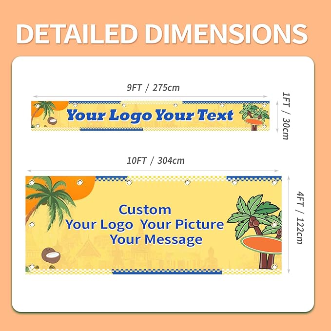 Custom Tent Banner and Tent Valance Add Your Sign, Text, 9x4Ft Full-color Digital Printed Valances, 9x1Ft Personalized Business Banners for Trade Show, Polyester Fabric is Colorfast