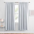 PONY DANCE 63 inch Length Curtains - Room Darkening Kitchen Solid Thermal Draperies Rod Pocket Short Panels Drapes for Bedroom Window Treatments, 52 W by 63-inch L, Greyish White, 2 PCs