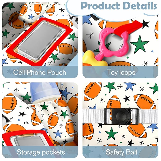 Shopping Cart Cover for Baby 2-in-1 High Chair Cover with Safety Harness Multifunctional Football Cart Covers for Babies Soft Padded Grocery Cart Cover for Baby Boy Girl
