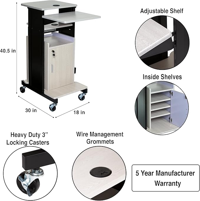 OEF Furnishings Premium Plus Presentation Cart with Storage Cabinet