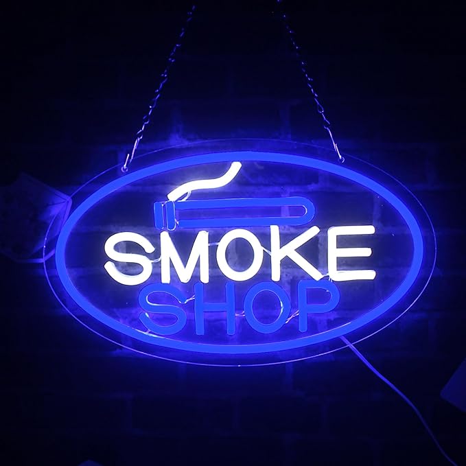 Smoke shop Neon Sign Smoke shop Neon Light LED Neon Sign for Wall Décor Dimmable LED Neon Light for Bar Restaurant Music Concert Man Cave Wall Art 16.8"×9.6"