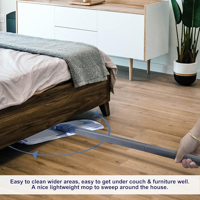18'' Microfiber Mop for Floor Deep Cleaning, Extendable Long Handle with Aluminum Plate, Wet Mopping and Dry Dusting Chenille Pads Included Great for Hardwood, Laminate, Vinyl, Tile Cleaning