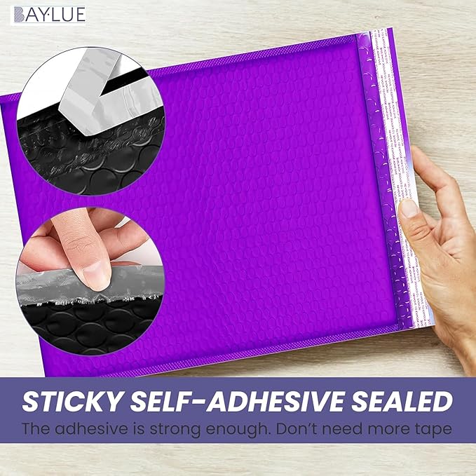 Purple Large Poly Bubble Mailers 12x15 inch | Self Seal Padded Envelopes Cushioned Bubble Mailer | Usable Size 12x15 | WaterProof | Lightweight mailing Shipping Bags | 100 Pack Bulk