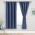 JIUZHEN Blackout Curtains for Bedroom– Thermal Insulated,Noise Reducing Room Darkening Rod Pocket Curtains for Living Room, Set of 2 Panels with Tiebacks, 42 x 63 inch Long, Dusty Blue