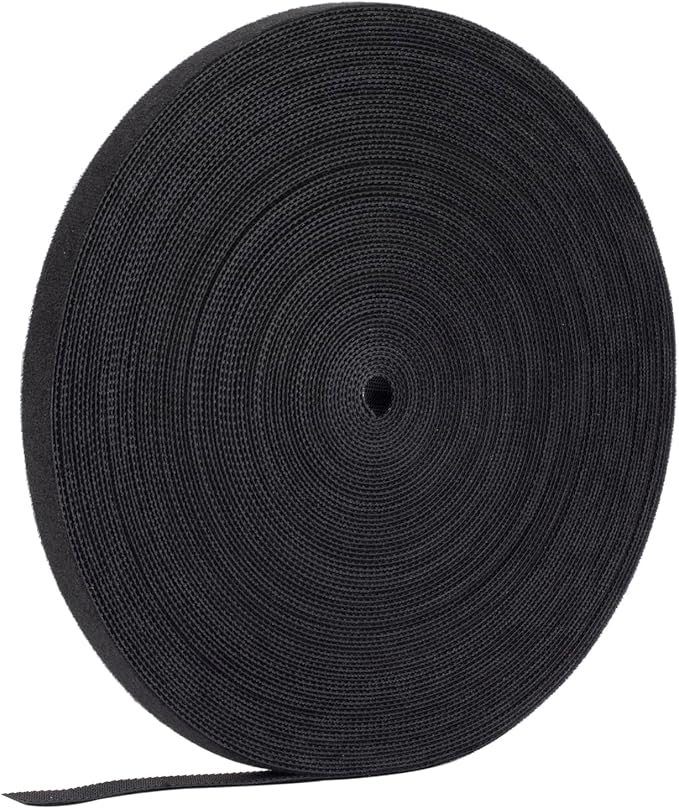 Cable Ties Reusable Straps Cable Wire Management Roll Black Fastening Double Sided Hook and Loop Tape (3/8in 25yd)