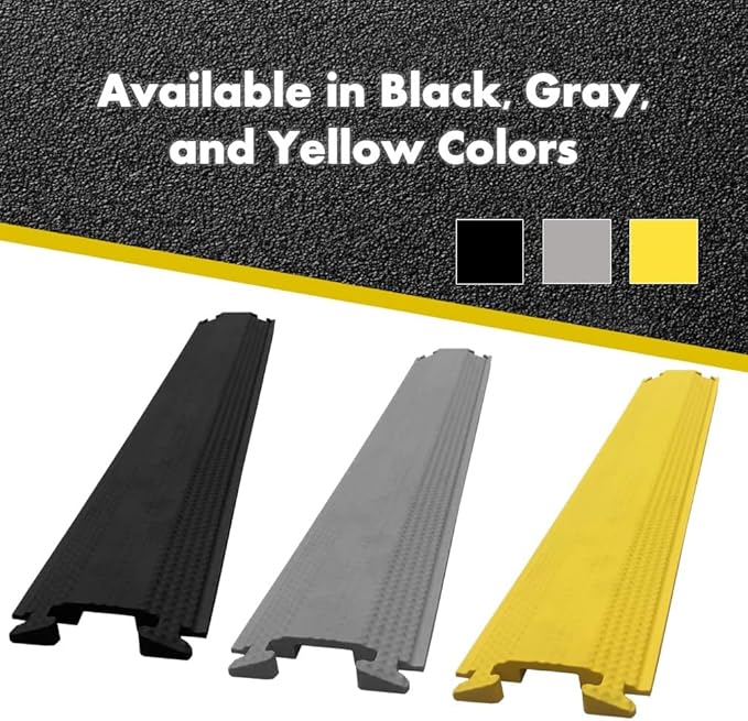Kable Kontrol Drop Over Floor Cord Cover – 60” Inch Long 1 Channel Cable or Wire Protector – Rubber Ramp for Indoor and Outdoor Use – Gray