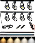 Plug in Track Lighting with Power Cord, 8-Light LED Track Lighting Kit with 6.6FT H Type Track Lighting Rails, Modern Kitchen LED Track Lighting Fixtures Ceiling Spot Light, Black