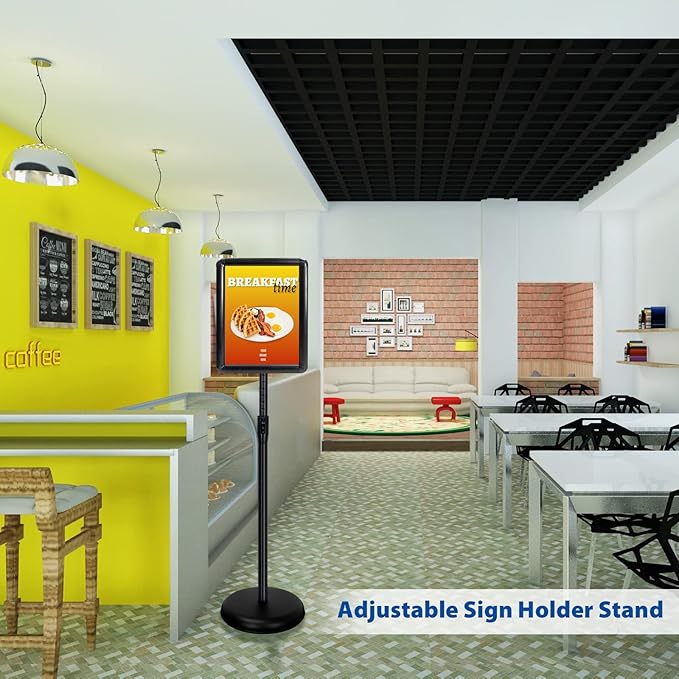 6-Packs Sign Holder Stand for Display 8.5x11 Inch - Adjustable Floor Standing Sign Holder - Pedestal Poster Stand with Vertical & Horizontal View, Indoor/Outdoor Business & Store Signage(Black)