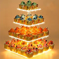 YestBuy 4 Tier Cupcake Stand Acrylic Tower Display with LED Light Premium Holder Dessert Tree Tower for Birthday Cady Bar Décor Weddings, Parties Events (Yellow Light)