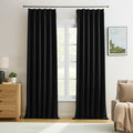KEQIAOSUOCAI Pinch Pleated Blackout Curtains 96 Inch Long 2 Panels for Bedroom Living Room Thermal Insulated Black Out Window Curtain Pinched Pleat Drape with Hooks (W40 x L96 Inch, Black)