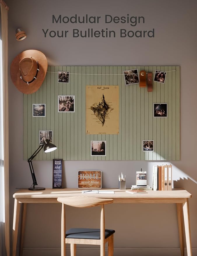 Large Felt Bulletin Board 36" x 24" Cork Board Alternative-6 Pack with 40 Safe Removable Adhesive Tabs, Cork Boards for Walls Cork Board for Home Office Classroom Pin Board (Sage)