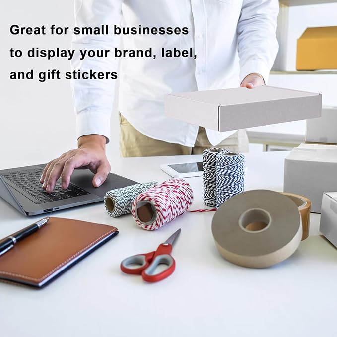 MEBRUDY 11x8x2 Inches Shipping Boxes Pack of 25, White Corrugated Cardboard Box for Mailing Packing Literature Mailer