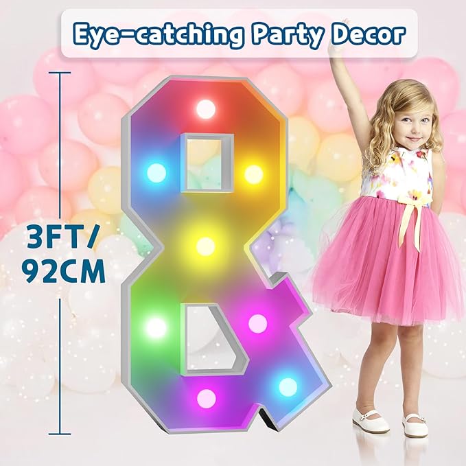 imprsv 3FT Colorful Marquee Letters &, 18 Colors Large Light up Letters Alphabet Sign with Remote, Big Marry Me Sign, Birthday Party Decorations Anniversary Wedding Decoration