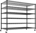 PrimeZone 6 Tier 80.7"H x 55.5"W x 24"D Wire Shelving with Wheels 3600lbs NSF Certified Storage Shelves Heavy Duty Metal Shelf Adjustable Rolling Rack Commercial Garage Restaurant Warehouse Kitchen