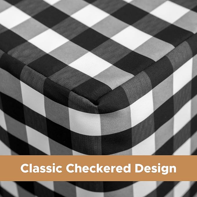 HolidayIdeas 2 Pack Checkered Fitted Tableclothes - 48 x 24 Inch - Rectangle Tablecloths for 4 Foot Tables, Buffalo Plaid Table Covers for Party, Picnic, Trade Show (Black and White)