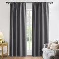 PONY DANCE Grey Black Out Curtains 84 inches Long for Bedroom, Blackout Window Curtain Rod Pocket Thermal Insulated Light Blocking Drapes Energy Saving for Living Room, W 52 x L 84 inches, 2 Panels
