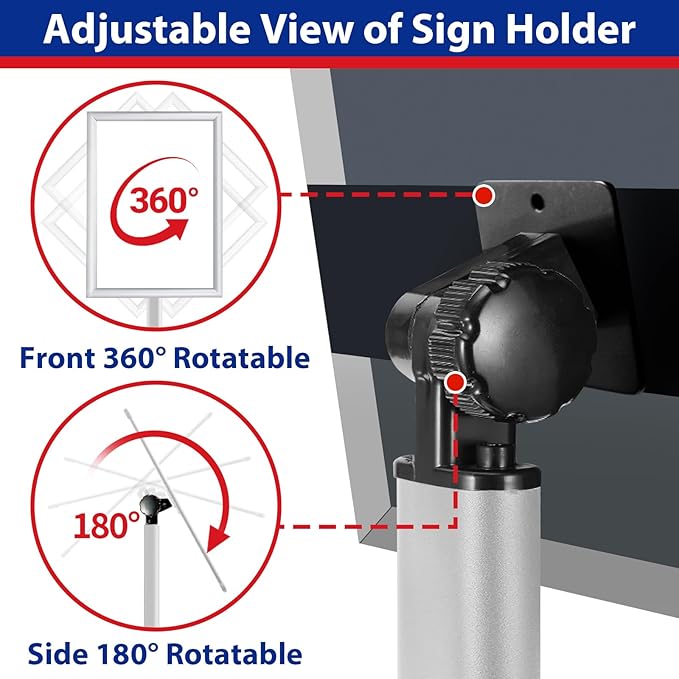 Pedestal Sign holder Stand 8.5x11inch Adjustable Standing Floor Sign Stand with Heavy Base & Snap Frame Display Stand for Indoor Outdoor Business Store Sign Holder Poster Stand (Silver)