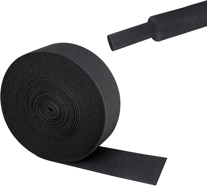 2 in 1 Heat Shrink Braided Sleeving Fabric Tubing-Ideal fit Irregular Shape Hose/Cable/Wire (1-1/8"(29mm), 22FT)