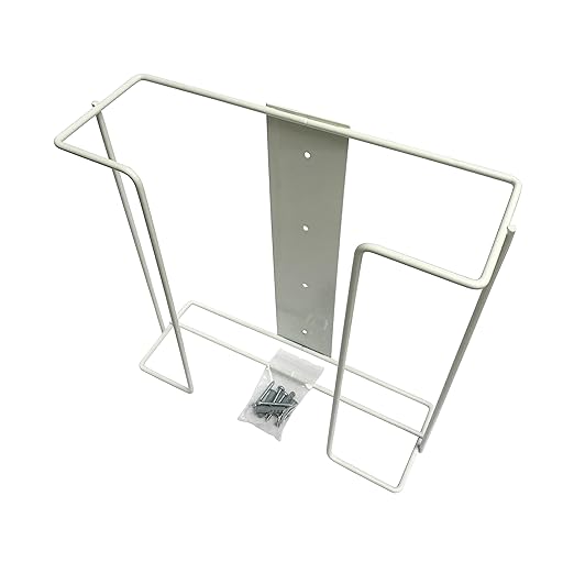 1 Each | Disposable Glove or Tissue Box Holder, Double (2-Box) Glove Rack, Wall Mounted Universal Box Holder, for Larger Sized Boxes, White - 1 Glove Rack