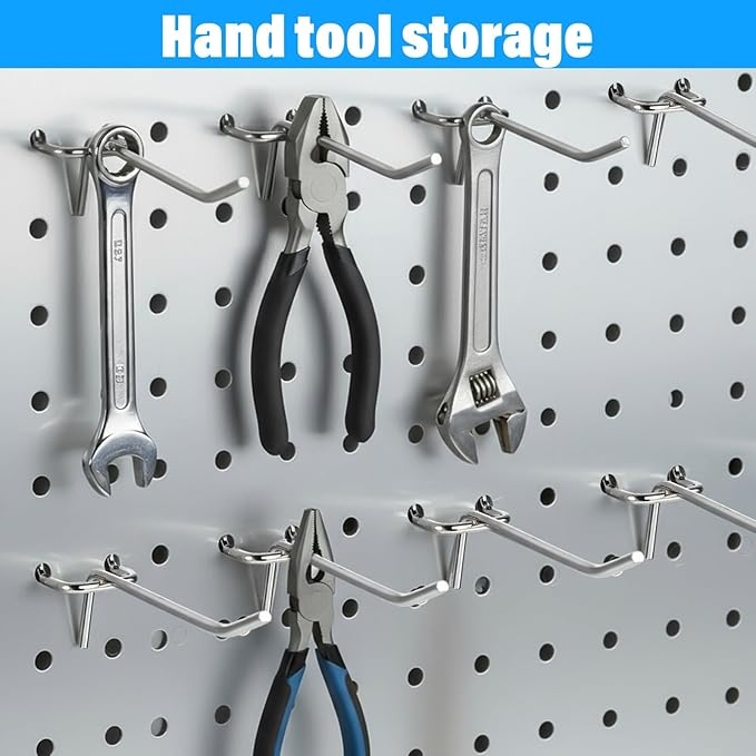 100 Pack Peg Board Hooks Silver 6 Inch Iron Pegboard Organizer Hook, Metal Peg Shelf Hooks for Pegboard 1/8 and 1/4 for Garage, Office,Kitchen, Store