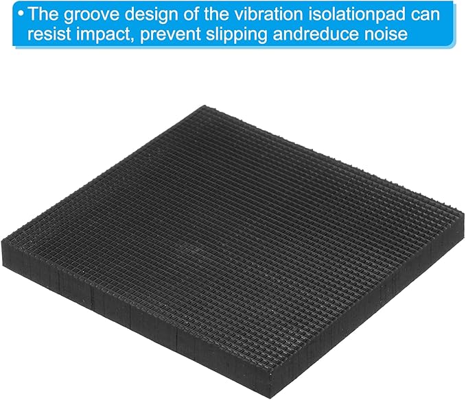 PATIKIL Rubber Anti-Vibration Pads, 4 Pcs Square Vibration Isolation Mats 3.94" x 3.94" x 0.4" for HVAC, Air Conditioner, Air Compressor, Washer, Dryer, Black