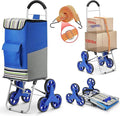 Shopping Cart, Super Loading Stair Climber 220 lbs Capacity, Grocery Foldable Trolley with Extra Large Shopping Bag Laundry Utility Cart with Adjustable Bungee Cord, blue