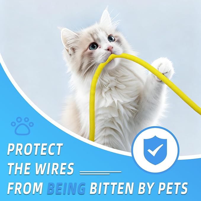Automotive Wire Loom Tubing, Split Braided Cord Protectors from Pets No Chew, Flexible Cable Sleeve Cable Management for TV/Computer/Electric Wires (Yellow, 3/8"-10ft)