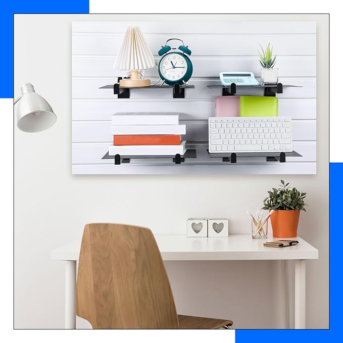 Zonon 24 Pcs 12 Inch Slatwall Shelf Bracket Heavy Duty Slatwall Shelves Display Hooks Hangers Paneling Accessories for Panel Retail Shop Garage Room Storage Organizer Exhibition(Black)