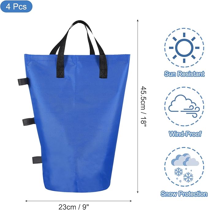 PATIKIL Canopy Weight Sand Bags, 4 Pack 112 Lbs Total Extra Large Weights Bags Waterproof Tent Leg Weights Sandbags for Outdoor Canopy Tent Sun Shelter Patio Ladder Blue (18x9")