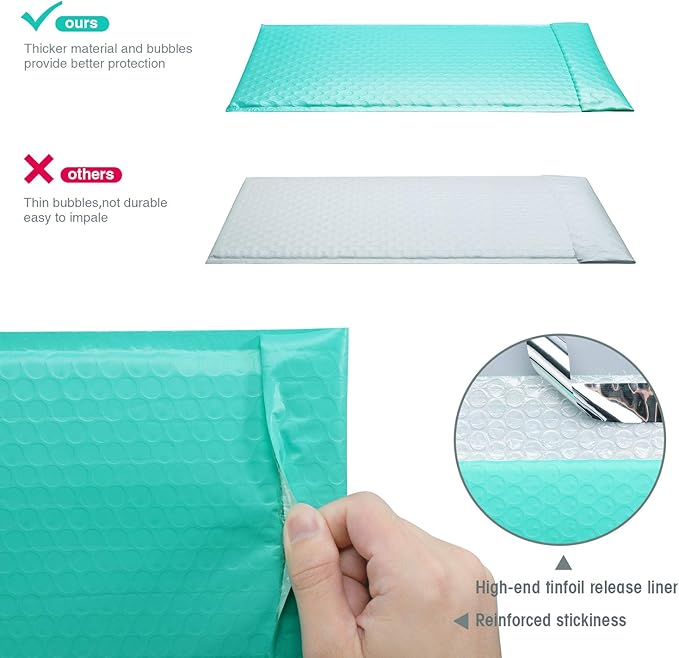 GSSUSA Bubble Mailers 6x10 Padded Envelopes 25 Pack Small Bubble Mailer Shipping Bag Bulk Pack Self Seal Bubble Envelope for Mailing, Packing Business Supplies, Teal 25 Pack