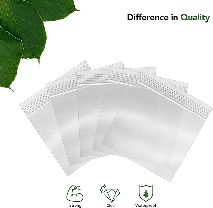 5 x 5 Inch Resealable Plastic Bags 1000 Pack — Clear Reclosable Snack Bags with Zipper Seal Top for Treats, Crafts, Small Parts, Storage
