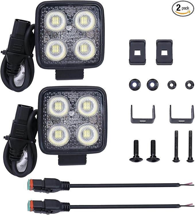 2.8 Inch 48W 5952LM LED Work Light Bar, with Shock Pad 12V Flood Light IP68 Waterproof, 2PCS LED Tractor Lights Applicable for Tractor Excavator Truck Off-Road Vehicle SUV ATV UTV