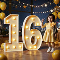 Marquee Numbers 3 Feet Tall Large Light Up Numbers 16th Sweet 16 Birthday Decorations Big Yellow Light Outdoor Anniversary Decorations Balloon Arch Kit Party Backdrop 16